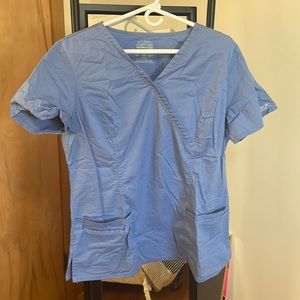 Baby blue scrub top, large